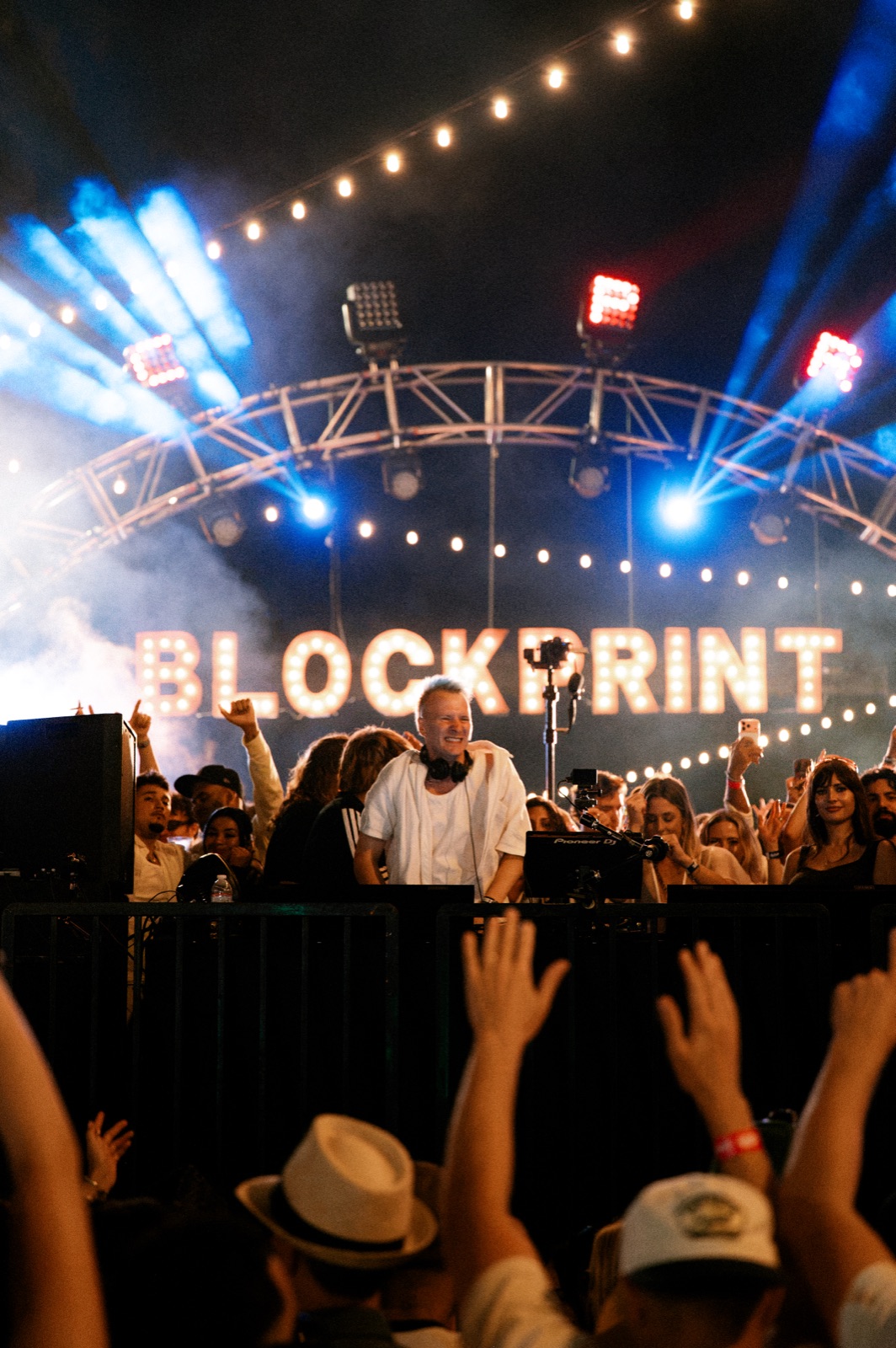 The Blockprint sign glowing over the last set